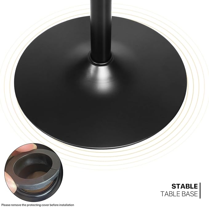 MoNiBloom Round Bar Table Adjustable Height, BistroTable with Black Leg and Base Pub Table 360° Swivel for Living Room Dining Room Bistro Cafe, 23.5" Diameter Red Wood Texture Top Cocktail Tables