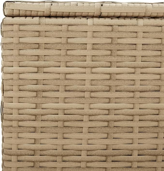 Large Outdoor Storage Box 260 Gallon Waterproof PE Rattan Patio Furniture with Removable Inner Bag for Cushions Blankets Garden Deck Poolside Mix Beige