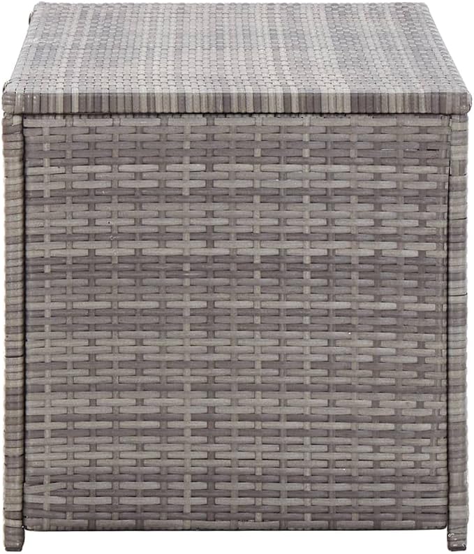 Wicker Patio Storage Box with PE Liner, Patio PE Rattan Storage Container, Outdoor Storage Box for Cushions, and Garden Tools, Poly Rattan 39.4"x19.7"x19.7" Gray,-894