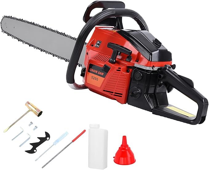 52CC Gas Chainsaw, 22-Inch 2KW Professional Grade Chain Saw with 8500rpm High-Speed Cutting, Lightweight 2-Stroke Engine for Wood Logging, Tree Pruning, Gardening & Landscaping