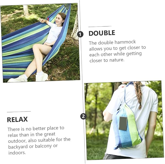 Portable Double Hammock Durable Canvas Swing for Outdoor and Indoor Use Lightweight Design for Camping and Family Color Easy to Pack