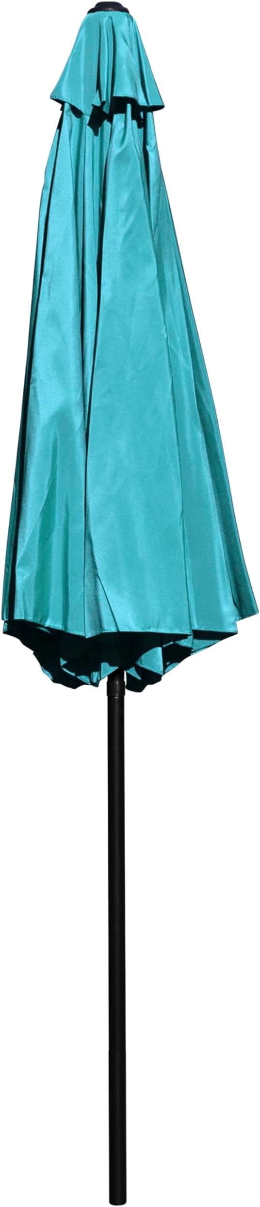 EMMA + OLIVER 9' Teal Outdoor Patio Umbrella With Easy To Use Crank And Tilt Function - Round Patio Table Umbrella with 1.5" Diameter Steel Pole