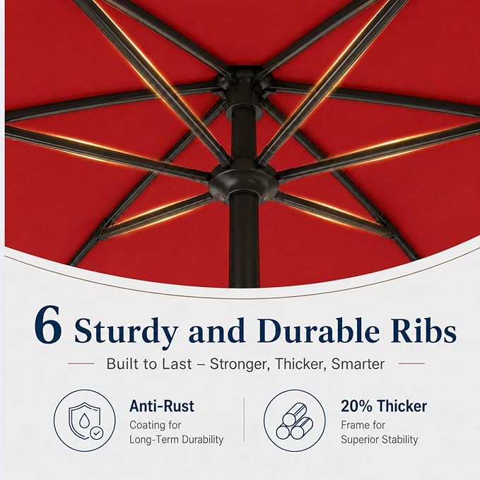 7.5ft Patio Umbrella, Outdoor Table Market Umbrella with Smooth Crank Lift, 6 Windproof Fiberglass Ribs, UPF50+ UV Protection for Deck, Pool, Garden and Backyard
