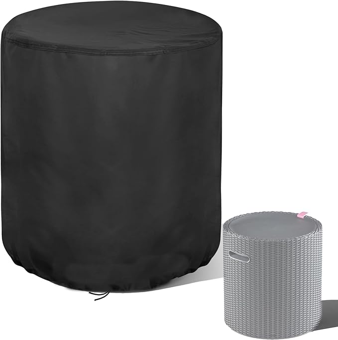 Patio Table Cover for Keter Cool Side Table Cooler, Waterproof Ice Chest Storage Cover Round Outdoor Bar Cover- 17.2"D x 17.5"H