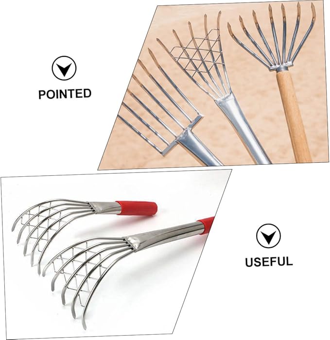 Stainless Steel Clam Rake 15.74 Inch Hand Tool with Sharp Claws for Efficient Clamming Digging Clams Oysters Shellfish on Beach