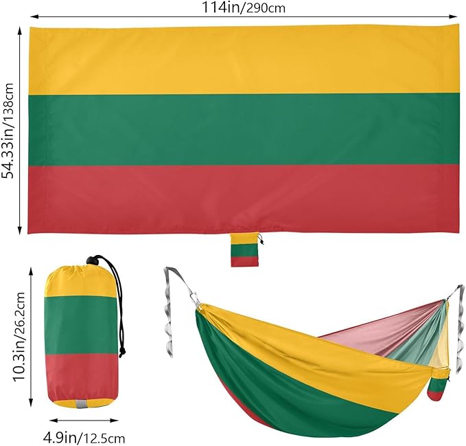 National Flag of Lithuania Hammocks with Portabl Carry Bag Backyard Hammock for Indoor Outdoor Patio