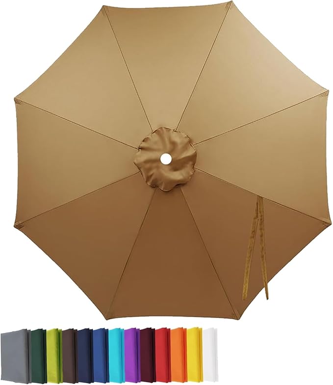Garden Umbrella Replacement Canopy, Patio Umbrella Cover, 6.6ft-13ft Water Resistant Yard Parasol Top Cover, 6 Ribs 8 Ribs Beach Umbrella Canopy for Outdoor Poolside Balcony