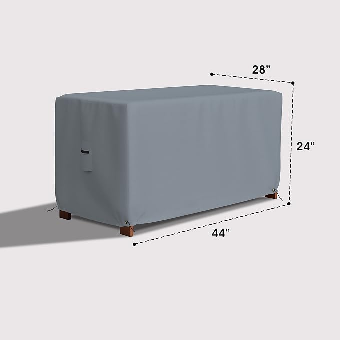 Covers & All Patio Deck Box Cover - Heavy Duty 18 Oz Waterproof Outdoor Yard Cushion Storage Box Protection 100% Weather Resistant with Air Pockets and Drawstring. (44”W X 28”D x 24”H, Grey)