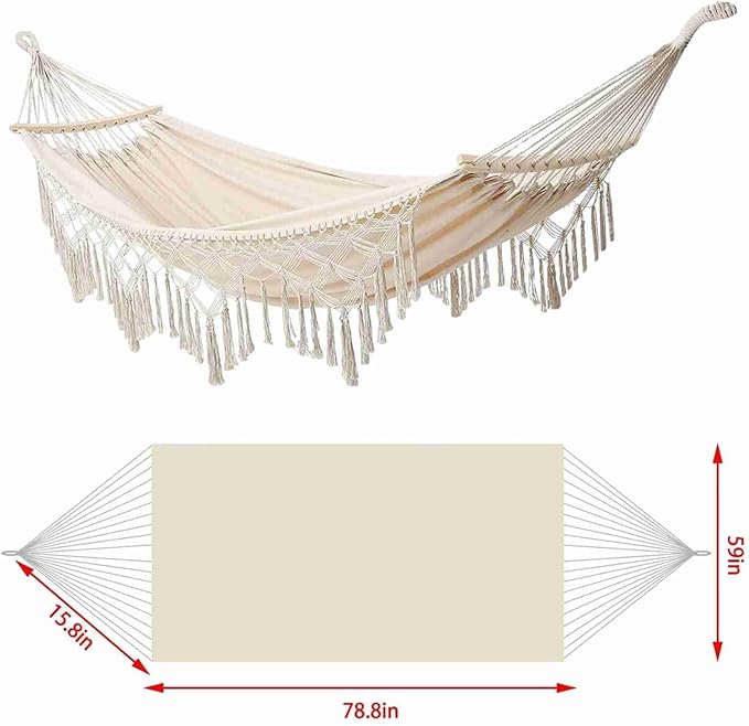 Hammock, Hammock Swing Outdoor Hammock Hanging Swing Swing Bed Double Deluxe Hammock Hamacas for Indoor Outdoor Patio Yard Garden (White)