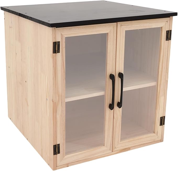 Little Outdoor Library Box, 2-Tier Waterproof Free Library Wooden Cabinet, 16x14x23 Inch Small Storage Box for DIY, Neighbourhoods, Communities and Kids to Share Books, Magazines, Artworks