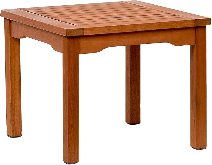 Amazonia Rome Square and Durable Side Table | Eucalyptus Wood | Ideal for Outdoors and Indoors