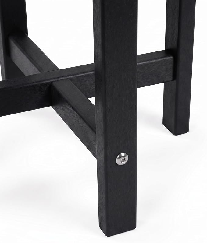 Outdoor Side Table for Patio Round HDPE Outdoor End Table with Storage Shelf，Plant Stand Tables for Patio Porch Balcony Garden,Weatherproof，Black