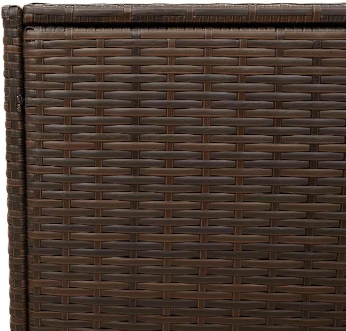 Powder Coated Steel Frame Brown PE Rattan Garden Storage Box for Outdoor Organization, 283L Outdoor Storage Box with Wheels and Gas Spring