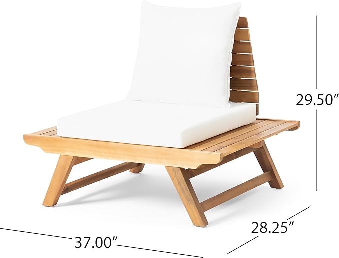 Christopher Knight Home Sedona Outdoor 2 Seater Acacia Wood Conversation Set with Coffee Table, Teak and White