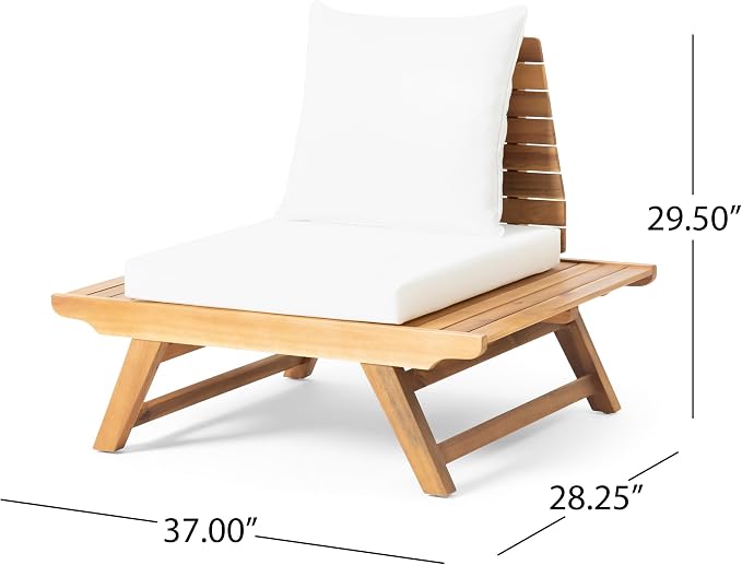 Christopher Knight Home Outdoor Acacia Wood 4 Seater Chat Set, Teak and White