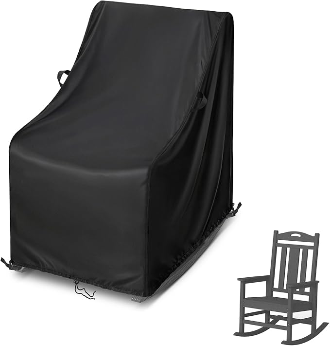 Kasla Patio Chair Cover, Waterproof Heavy Duty Cover for Outdoor Rocking Chair & Rattan Wicker Chair & Swivel Chair & Dining Chair (Black, 27"L×34"W×45"H)