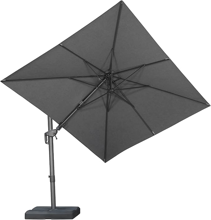 PURPLE LEAF 8' X 10' Left-right Tilting Outdoor Patio Umbrella Swivel Offset Cantilever Heavy Duty Rectangle Aluminu Umbrella with UV Resistant for Deck Pool Patio Backyard, Graphite Grey
