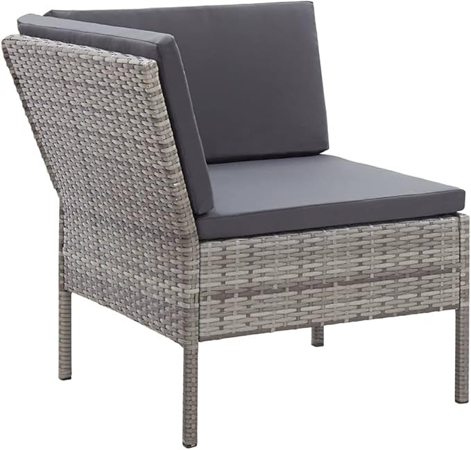 Patio Sofa Set with Cushions,Patio Lounge Set,Outdoor Furniture,Outdoor Furniture Sets,Patio Conversation Sets,for Garden,Deck,Backyard,6 Piece Poly Rattan Gray