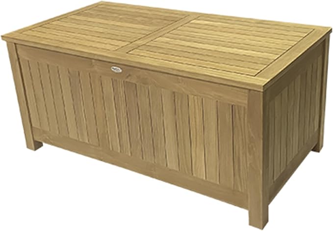 Royal Teak Collection Teak Storage Box with Ventilated Sides (STBXL), 80-Gallon Outdoor Storage Chest, Patio Box with Lid, Premium Kiln-Dried Solid Teak Wooden Chest, XL Size