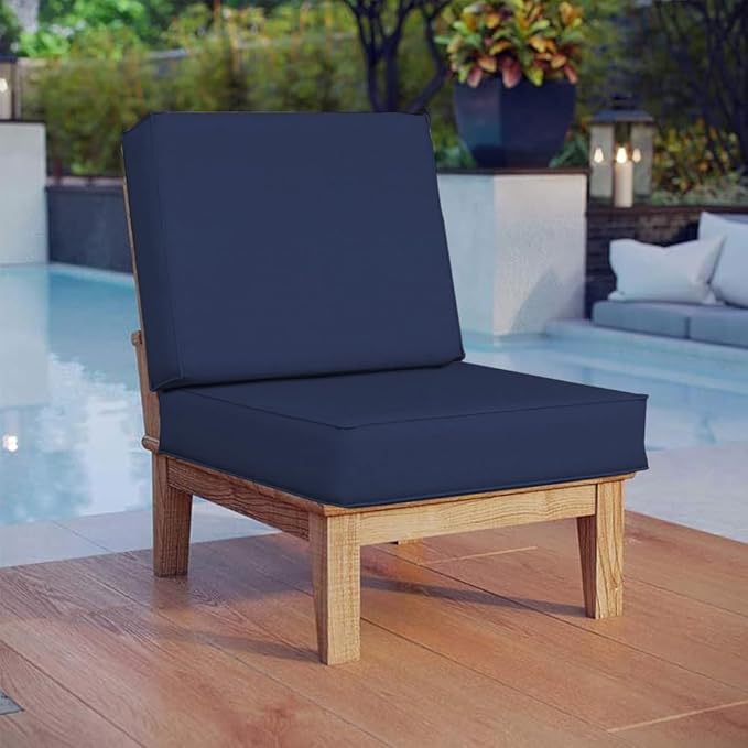 Covers & All Square Outdoor Cushion Covers for Patio Furniture Sets, Water, Tear & UV Resistant Polyester Cushion Slipcover with Zippers (Pack of 2) (20" W x 20" D x 4" Thick, Navy Blue)
