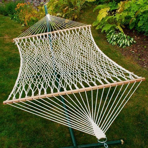 The Hamptons Collection 82" x 60" Natural Cotton Rope 2-Point Double Hammock