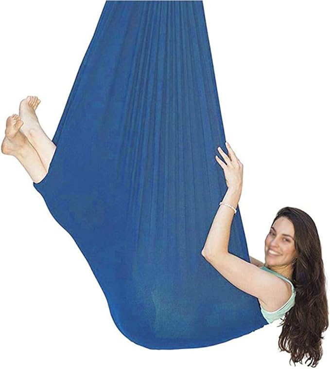 Kids Soft Swing Chair Indoor Therapy Swing Cuddle Hammock Autism ADHD Aspergers Children Elastic Parcel Steady Seat Swings Max Load 200KG (Color : Blue, Size : 100 x 280 cm)