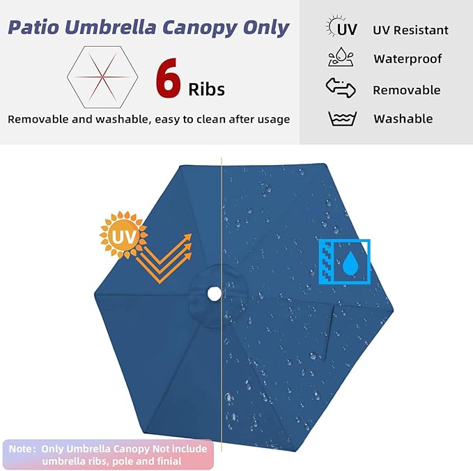 Patio Umbrella Replacement Canopy Only,Outdoor Table Market Yard Umbrella Top for Outdoor Umbrella Canopy