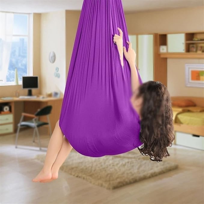 Sensory Swing for Kids with Autism ADHD and Aspergers, Indoor & Outdoor Adjustable Therapy Swing Hammock Has A Calming Effect On Children (Color : Purple, Size : 100x280cm/39x110in)