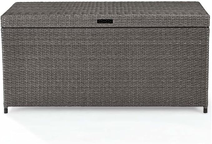 Home Square 2 Piece Wicker Patio Deck Box Set in Weathered Gray