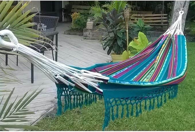 Double Hammock, Portable Lightweight Hammock, Handwoven Hammock, Breathable Weave, Supports 480 lbs, Indoor Outdoor Use