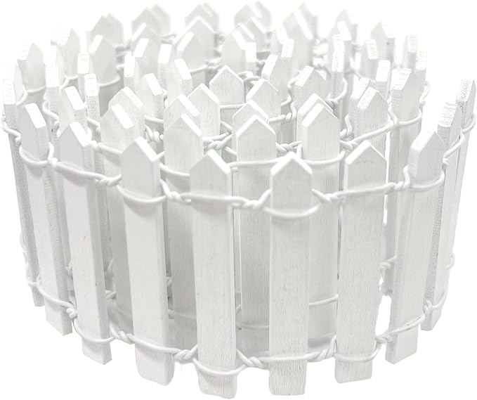 35 Inches Mini Fairy Garden Fence DIY Small Wood Decorative Picket Fence Micro Landscape Miniature Ornaments for Dollhouse, Crafts, Diorama Project, Plant Pot, White