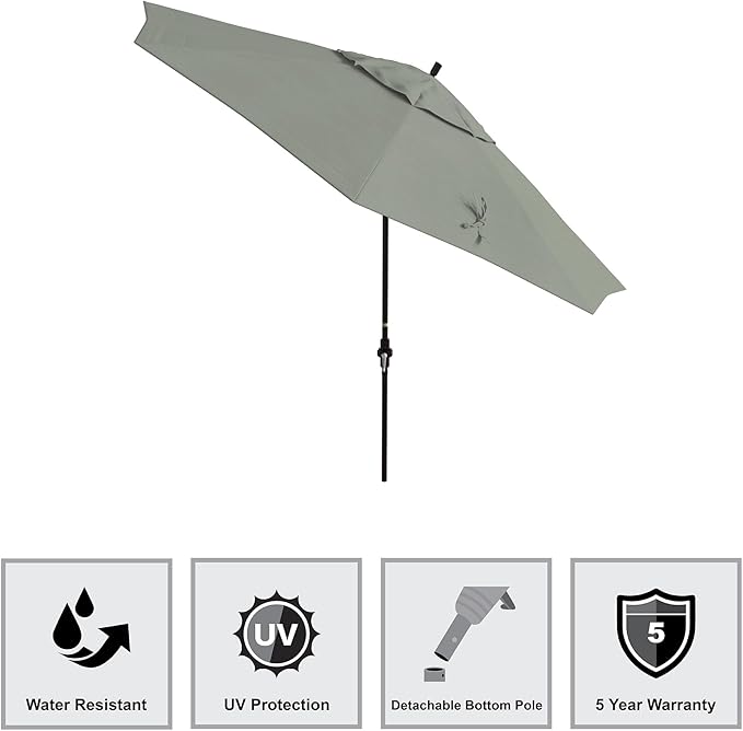 California Umbrella 11Ft Premium Sunbrella Patio Umbrella, Hand-Crank, Tilt-Collar, Bronze Frame, Spa Fabric