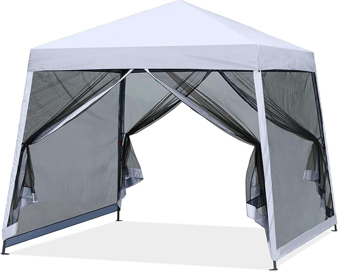 MASTERCANOPY Pop Up Gazebo Canopy with Netting (10x10, White)