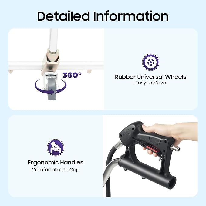 Water Broom, Pressure Washer Water Broom High Pressure Surface Cleaner with 7 Nozzles & 2 Wheels, Professional Water Pressure Washer Power Washer Broom Attachment, 1500-5000psi Pressure