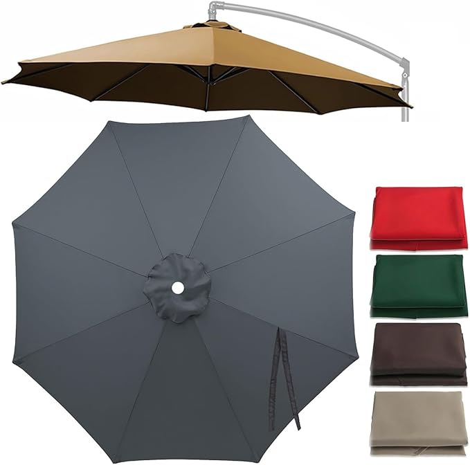 Cantilever Umbrella Replacement Canopy 7.5ft/9ft/10ft/11ft 6/8 Ribs, Fade Resistant Outdoor Offset Patio Umbrella Fabric Cover, Waterproof Shade Top for Deck