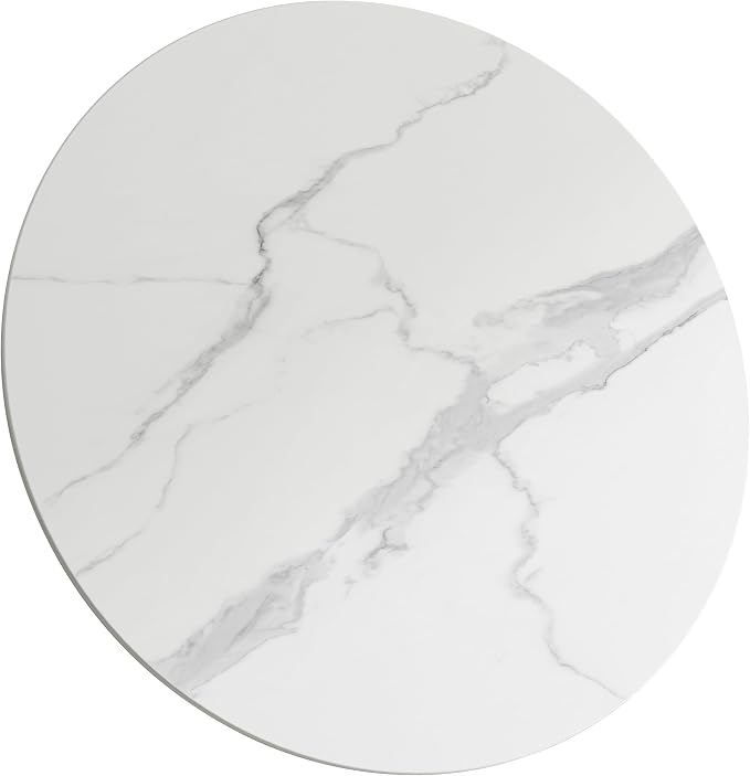 ZL ZELing Round Sintered Stone Table Top 35.4",Replacement Table Top for Indoor & Outdoor - Heat/Scratch Resistant Waterproof Ceramic DIY Desktop,Patio/Balcony/Bistro/Café & Dining Room (White)