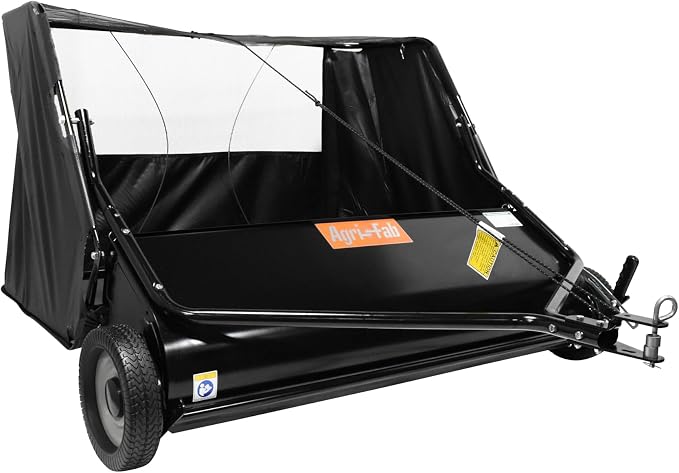 Agri-Fab Heavy Duty Tow Behind Lawn Sweeper, 50 in Working Width with 26 Cu Ft Hopper and Adjustable Brush Height