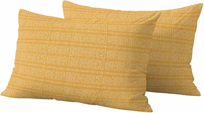 Outdoor Waterproof Throw Pillow Covers Set of 2 Golden Stripes Grain Lumbar Pillowcases 20x12 Inches Solid Color Decorative Pillows Cushion Case Patio Pillows for Couch Bed Chair Garden