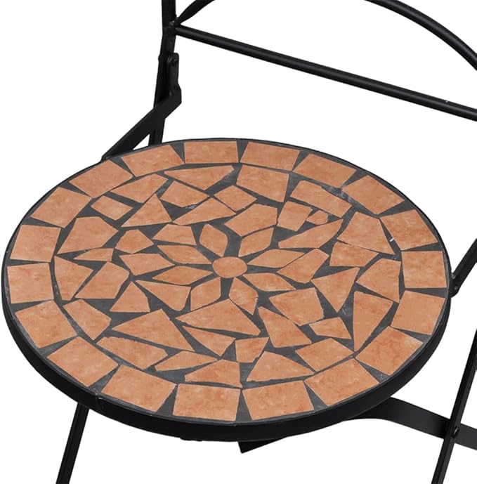 Mosaic Bistro Set,Patio Lounge Set,Outdoor Patio Furniture,Outdoor Chat Conversation Set,Garden Furniture Sets,for Patio,Backyard,Garden,Outdoor,3 Piece Ceramic Tile Terracotta