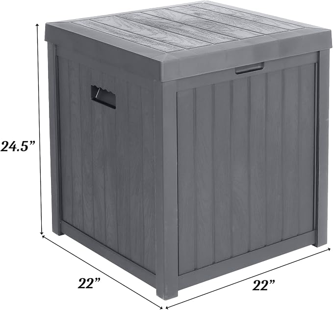 VINGLI 51 Gallon Medium Deck Box Organization, Resin Storage Box for Patio Furniture or Tools, Indoor & Outdoor Lockable Container Box for Garden, Pool, Yard, Porch and Balcony (Grey)