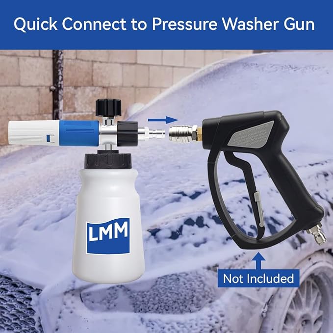 Foam Cannon LMM V2.0 for Pressure Washer with 1/4 Inch Quick Connector Snow Foam Lance for Car Washing with Adjustable Thick Foam