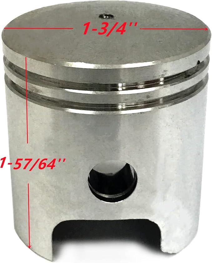 Piston Kit with Ring Pin Clip for 2HP 2-Stroke 2-Cycle 63CC 64CC Gas Generator (64cc)