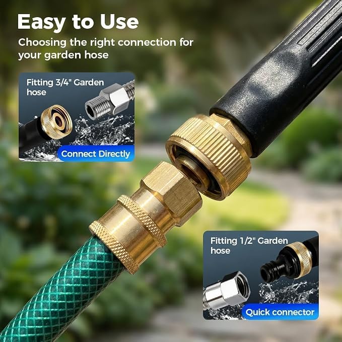 Upgraded Jet Nozzle Power Washer for Garden Hose,2026 Pressure Washer Wand with 3 High-Pressure Nozzles for Car Washing Patio Garden Outdoor Cleaning. (Black)