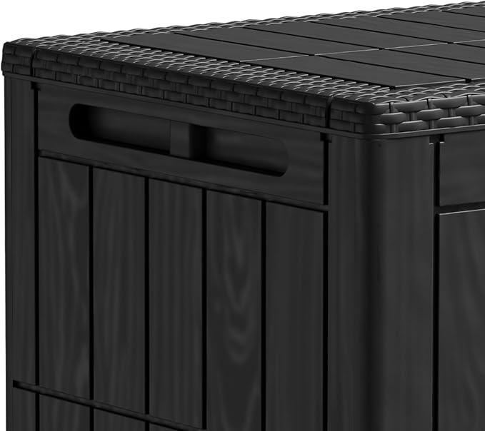 Outdoor Storage Box Water Proof Resin Deck Box Lockable Storage Bin for Cushion Patio Furniture Black