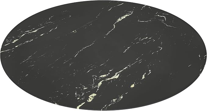 24" Round Tempered Glass Table Top, Marble Glass Surface Protector Heat & Scratch Resistant Multipurpose for Dining, Coffee, Restaurant, Office and End Table (Black Marble Pattern, 24 Inch)