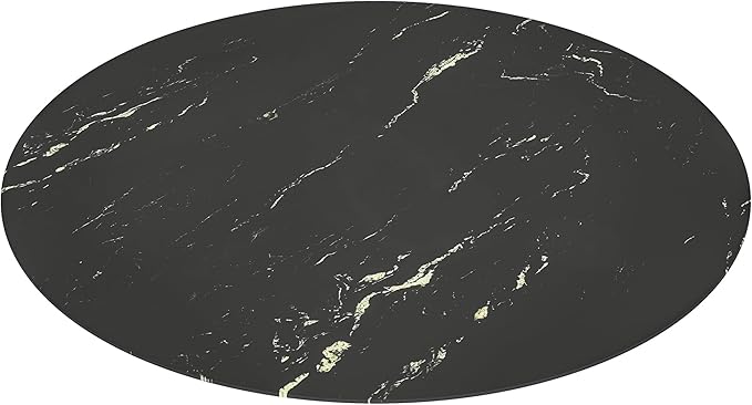 28" Round Tempered Glass Table Top, Marble Glass Surface Protector Heat & Scratch Resistant Multipurpose for Dining, Coffee, Restaurant, Office and End Table (Black Marble Pattern, 28 Inch)