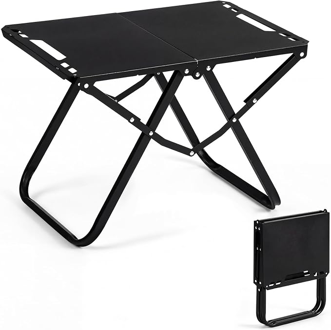 Geelin Folding Outdoor Side Table 22.8'' x 14.2'' x 15.7'' High Carbon Steel Portable Camping End Table for Outdoor Picnic Hiking Travel Patio Pool Balcony Deck