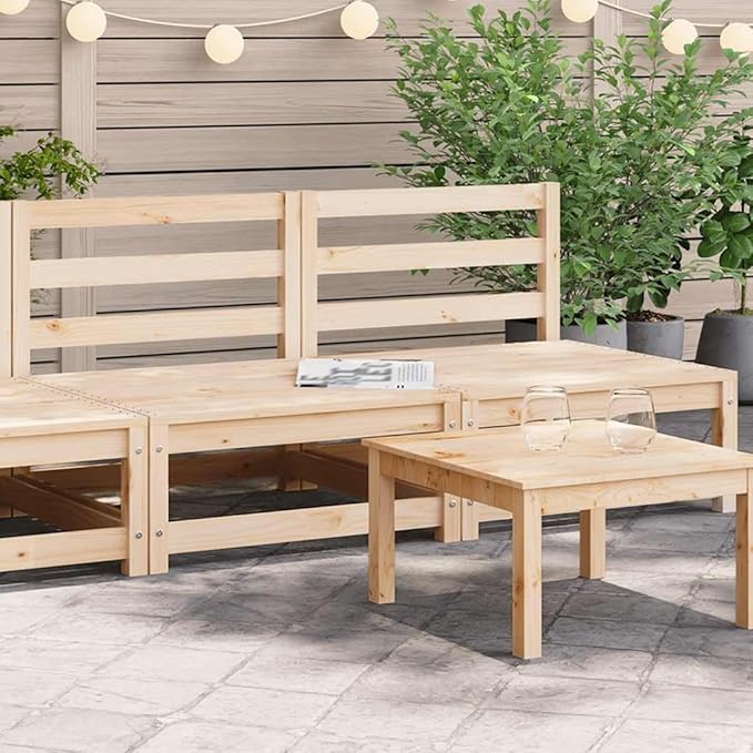 Rustic Brown Outdoor Sofa 27.6x27.6x26.4 in Solid Pine Wood Patio Couch Modular Sectional Loveseat for Garden, Deck and Balcony