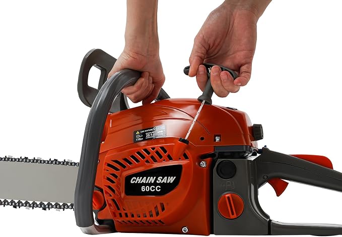 Handheld Cordless Petrol Chain Saw,Single Cylinder Air-cooled 2-Stroke Gas Powered Chainsaw with 18.6OzFuel Tank,60cc Gasoline Chainsaw Power Head for Garden Pruning,Forest Logging,Chopping Wood