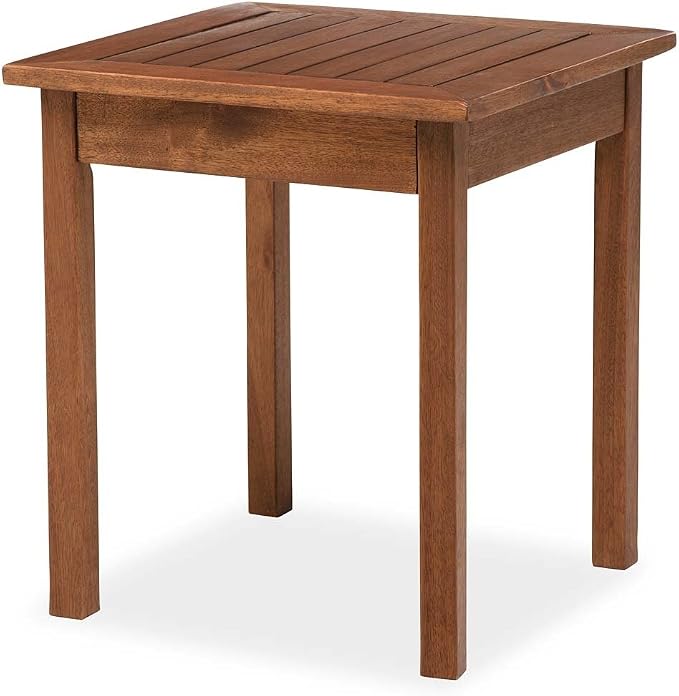 Plow & Hearth Lancaster Outdoor Furniture Eucalyptus Wood Side Table 18 sq. x 20 H Natural